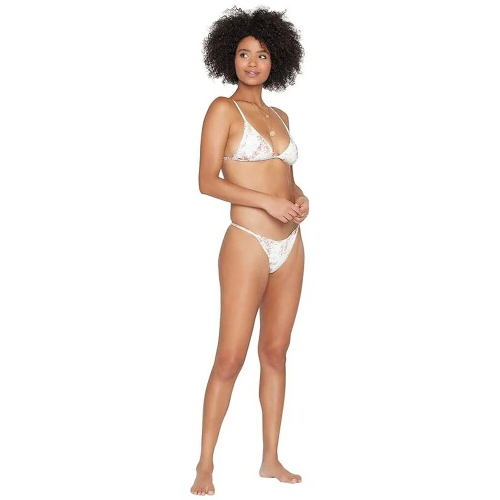 L*Space Jay Bitsy Bikini Bottom Women's Medium White Tropical Swimwear JDM1117